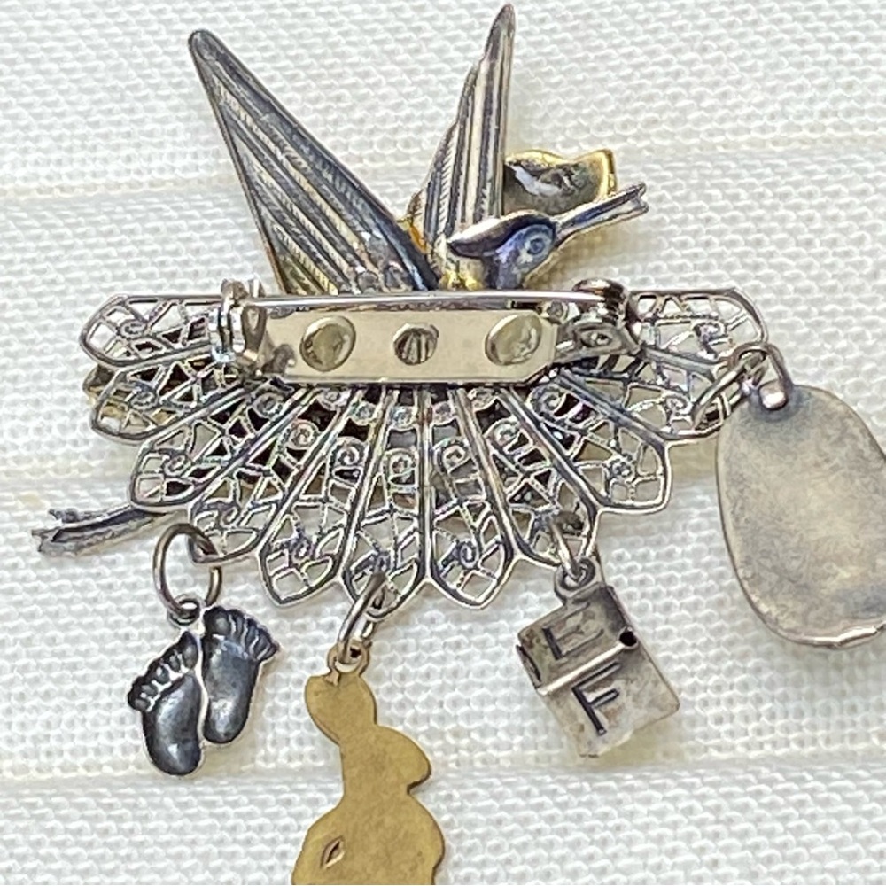 Vintage Nursing Maternity Stork Brooch Pin - Picture 9 of 11